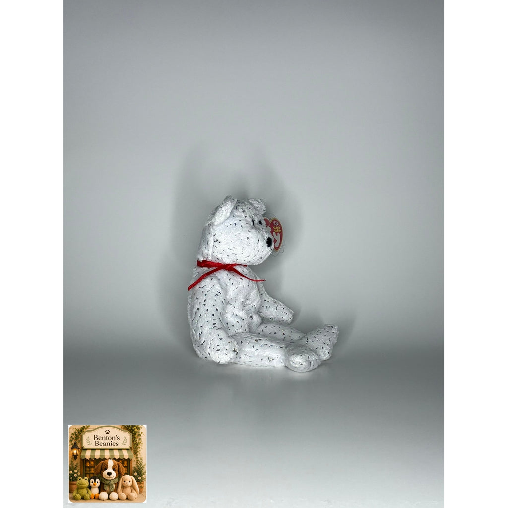 Decade the Bear White TY Beanie Baby | Mint Heart/Tush Tag