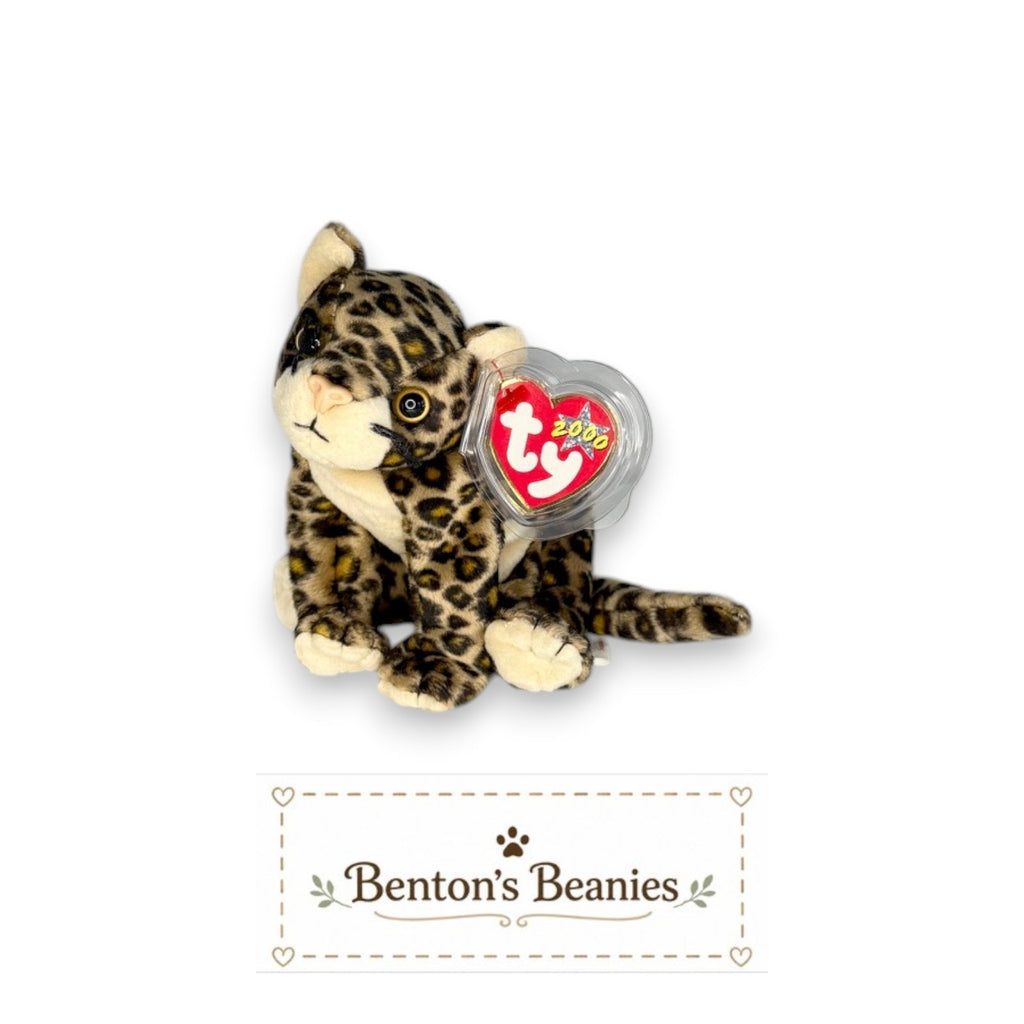 Sneaky the Leopard TY Beanie Baby | Mint Heart & Tush Tag