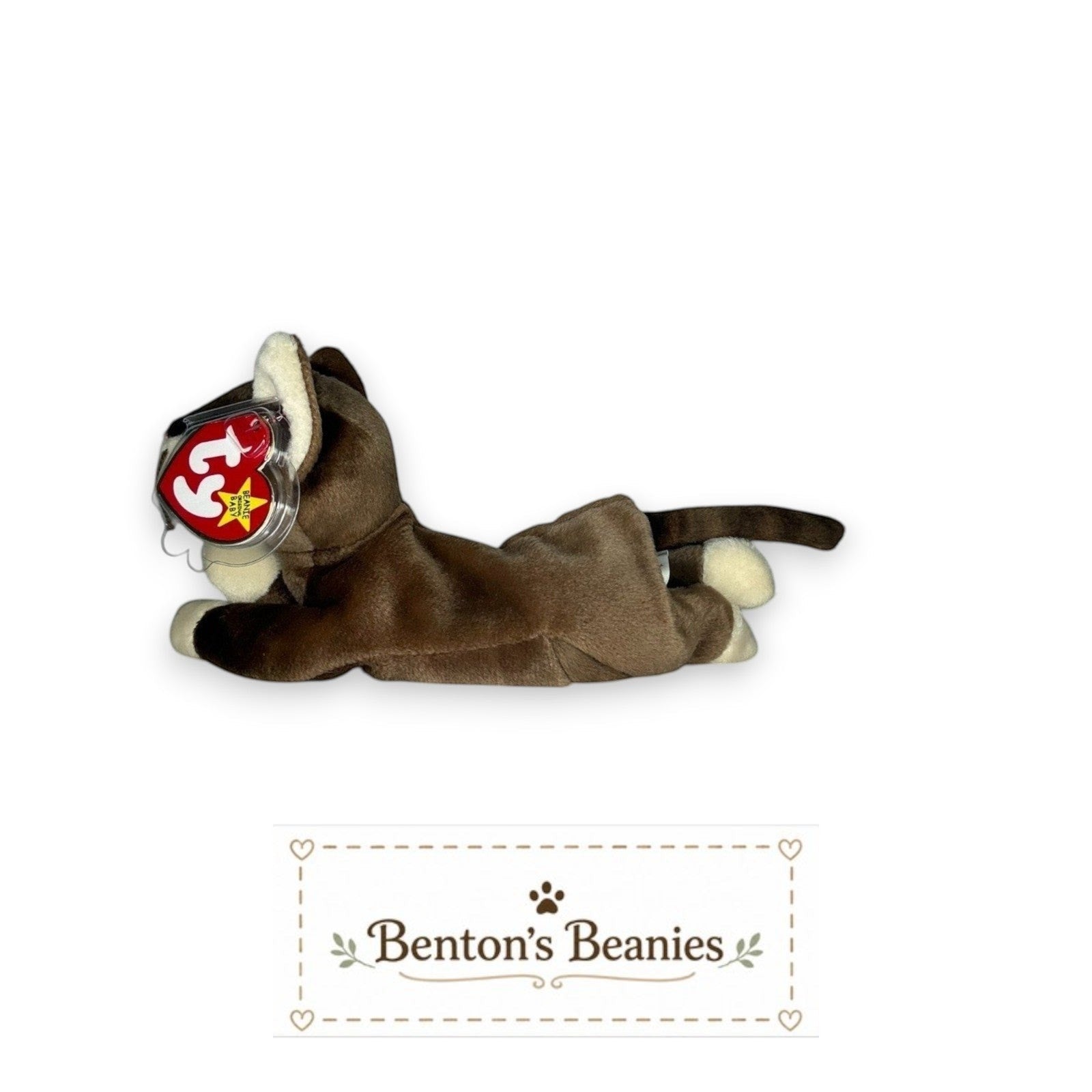 Pounce the Cat TY Beanie Baby | Mint Heart & Tush Tag
