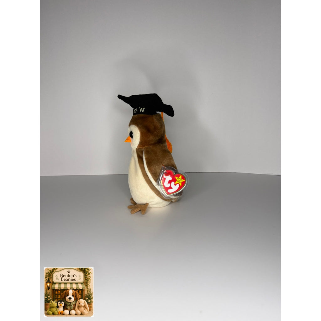 Wise the Owl TY Beanie Baby | Mint Heart & Tush Tags