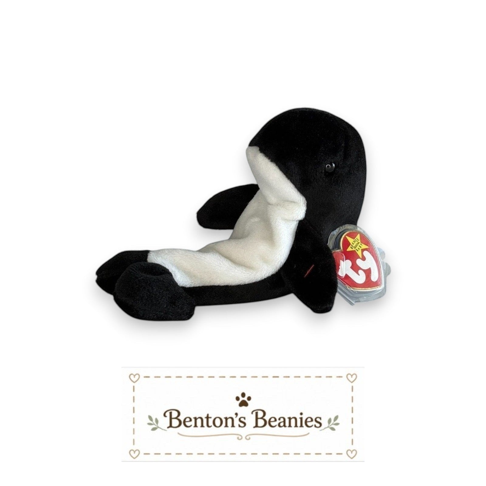 Waves the Orca TY Beanie Baby | Mint Heart & Tush Tag