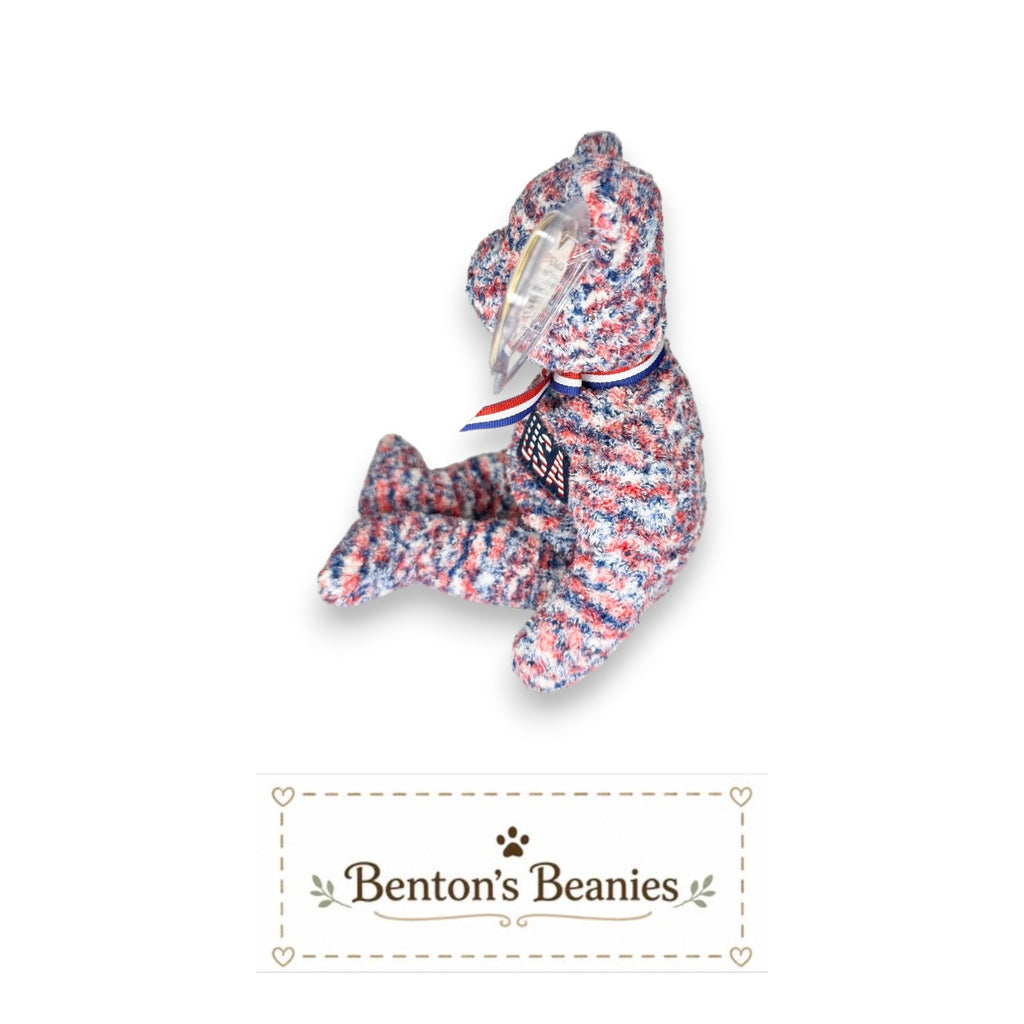 USA the Bear TY Beanie Baby | Mint Heart & Tush Tag