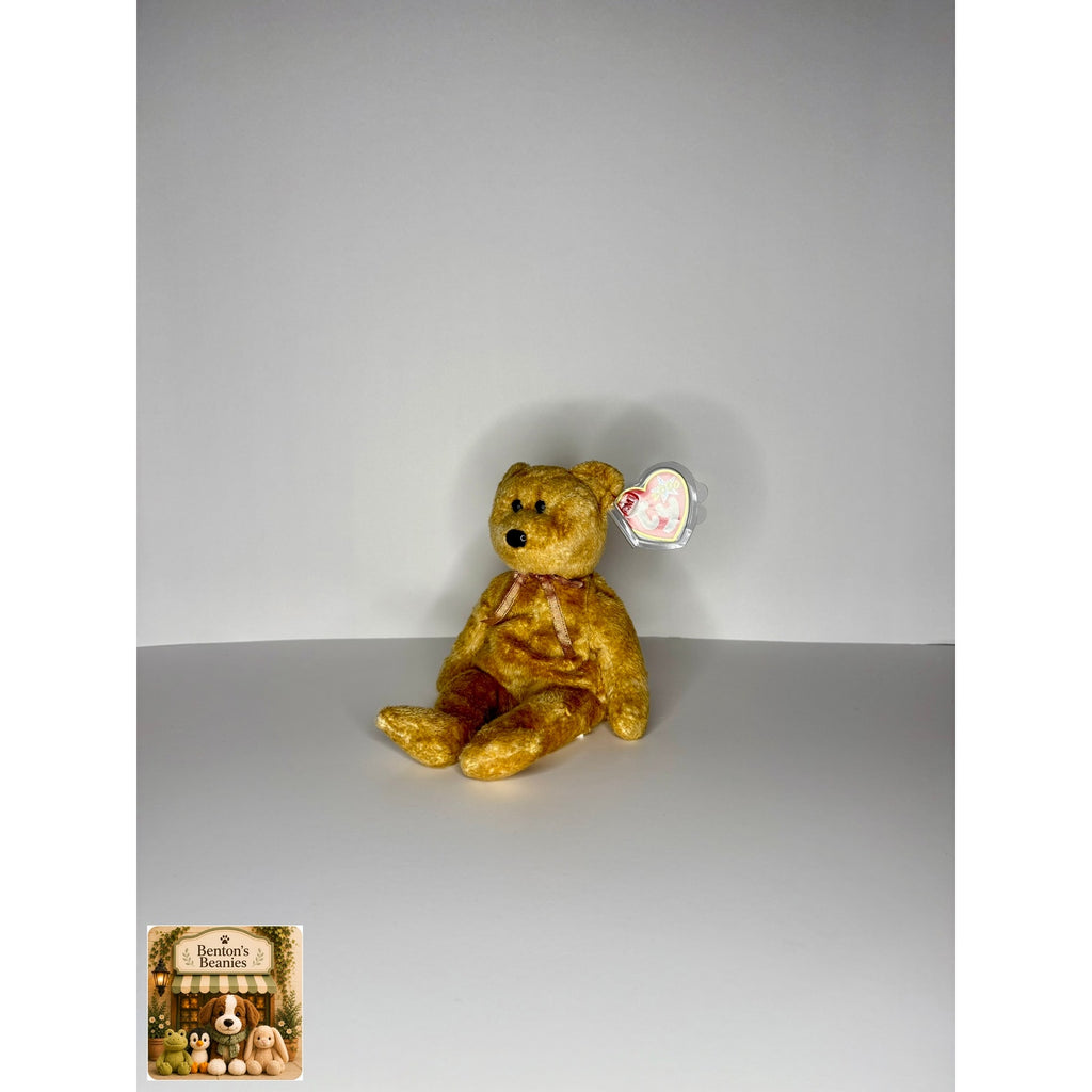 Cashew the Bear TY Beanie Baby | Mint Heart & Tush Tag