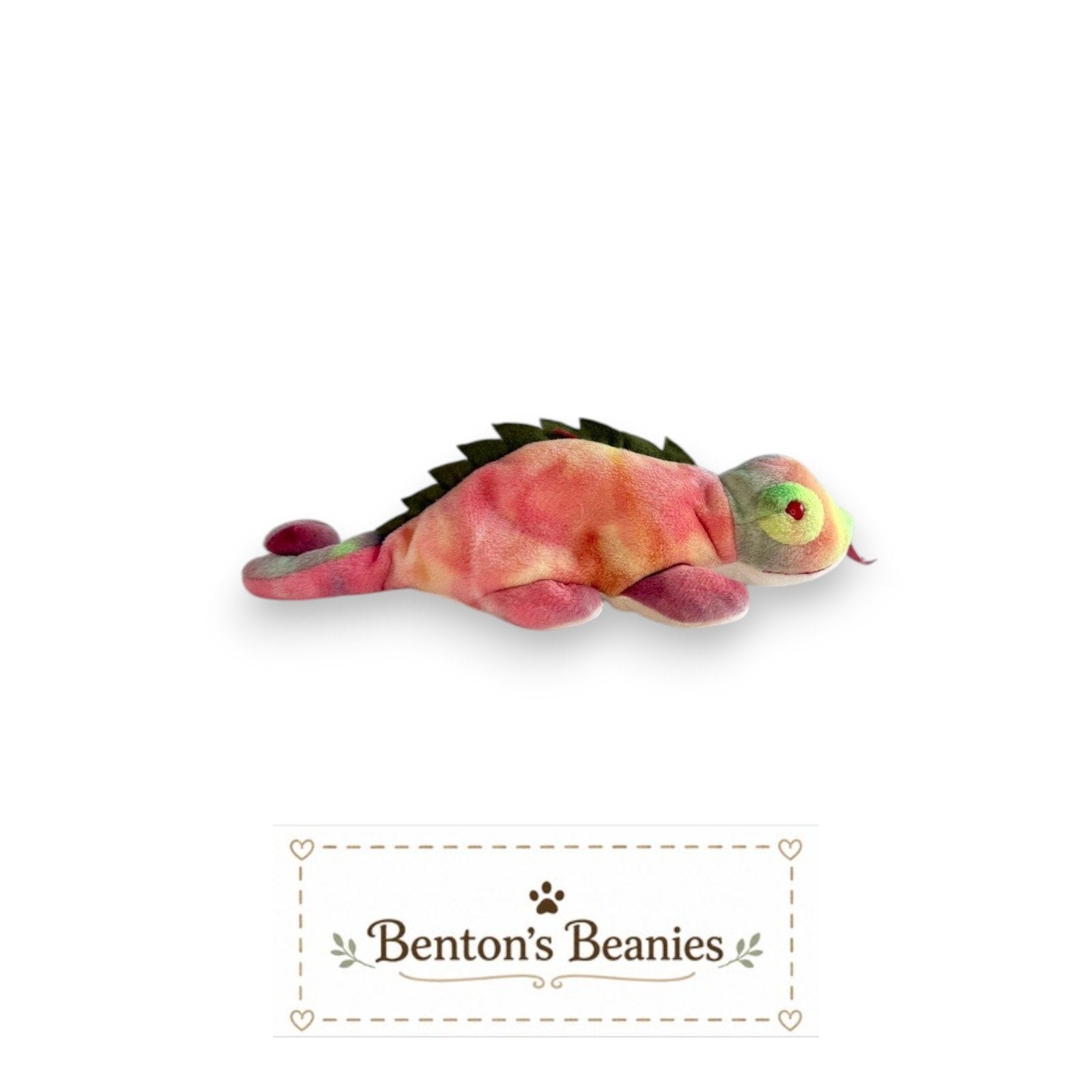 Iggy the Chameleon TY Beanie Baby | Mint Heart & Tush Tag