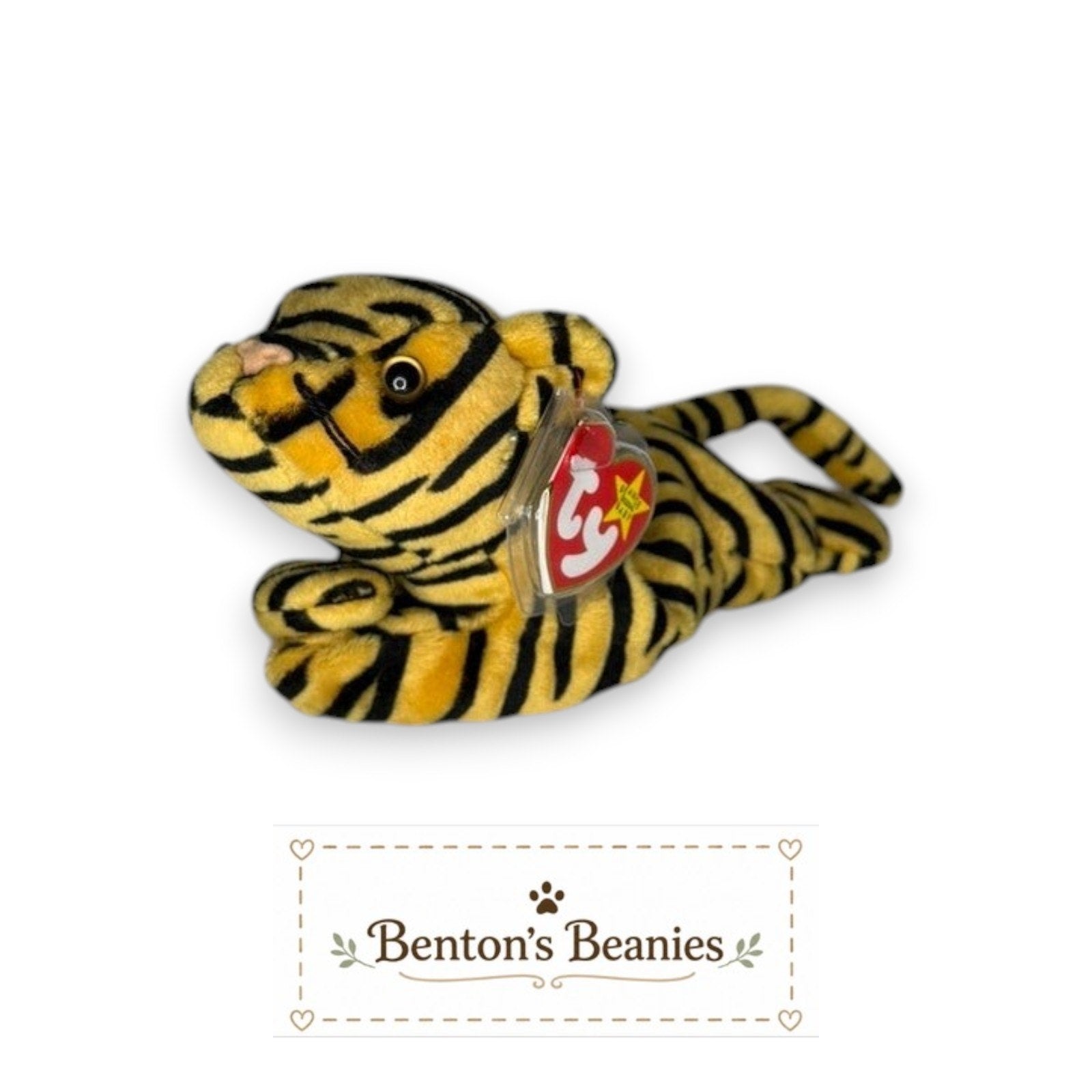 Stripes the Tiger TY Beanie Baby | Mint Heart & Tush Tag