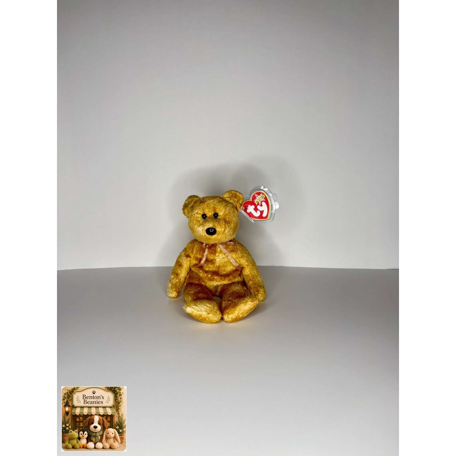 Cashew the Bear TY Beanie Baby | Mint Heart & Tush Tag