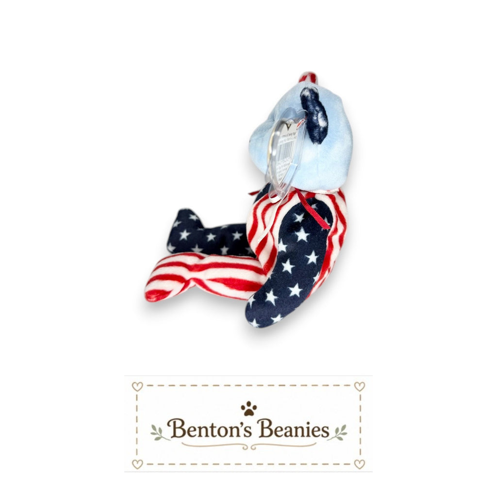 Spangle the Blue Bear TY Beanie Baby | Mint Heart & Tush Tag