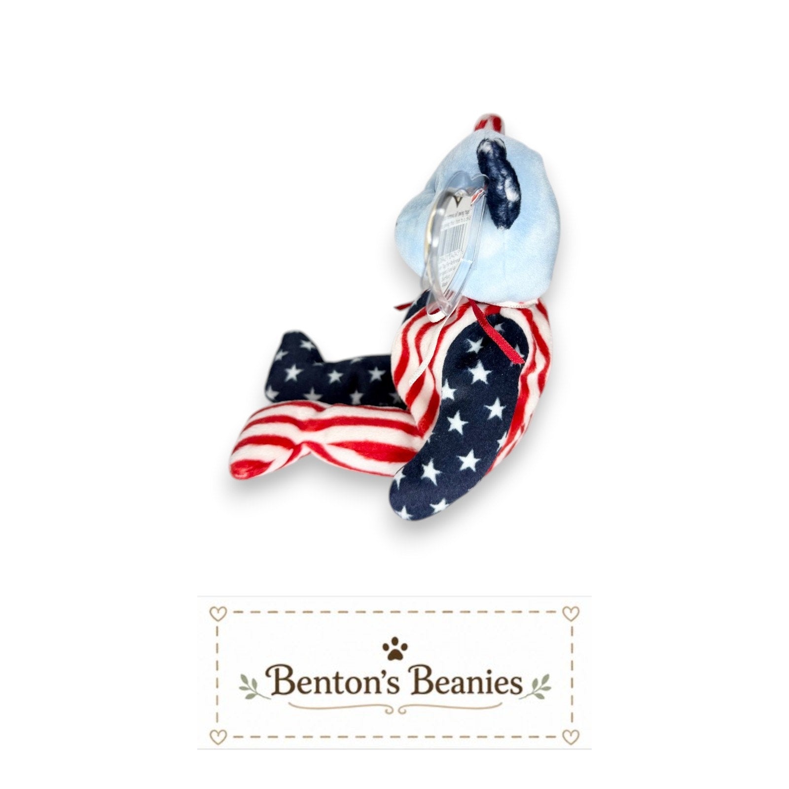 Spangle the Blue Bear TY Beanie Baby | Mint Heart & Tush Tag