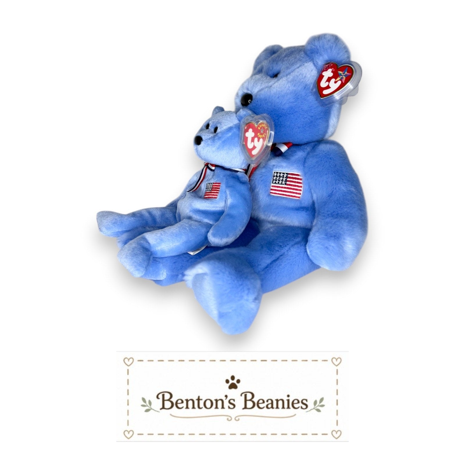 America the Bear TY Beanie Buddies & Baby | Mint Tags