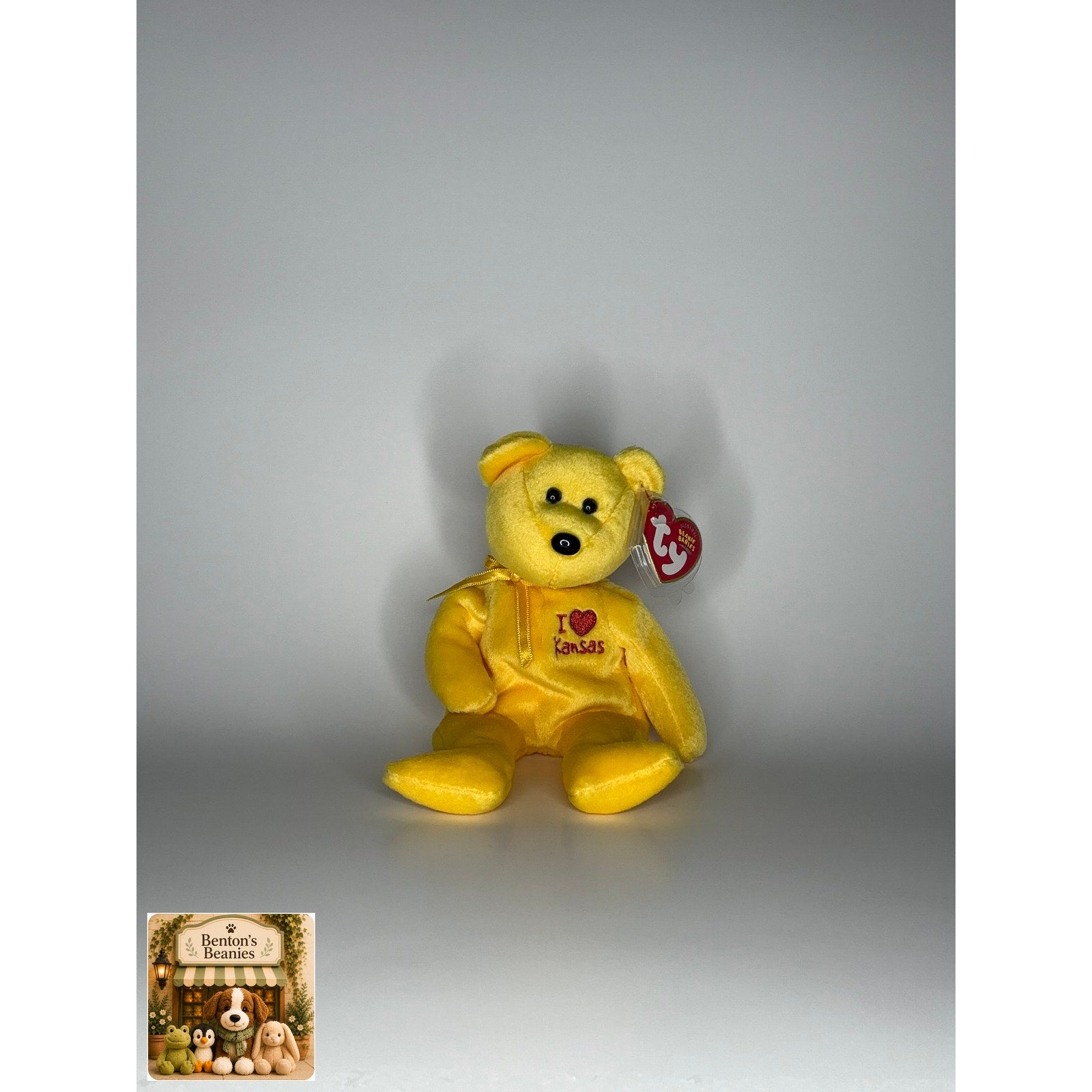 Kansas the Bear TY Beanie Baby | Mint Heart and Tush Tag