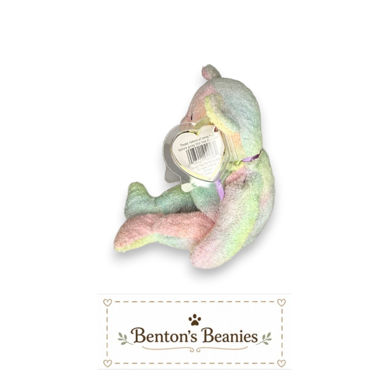Groovy the Bear TY Beanie Baby | Mint Heart & Tush Tag
