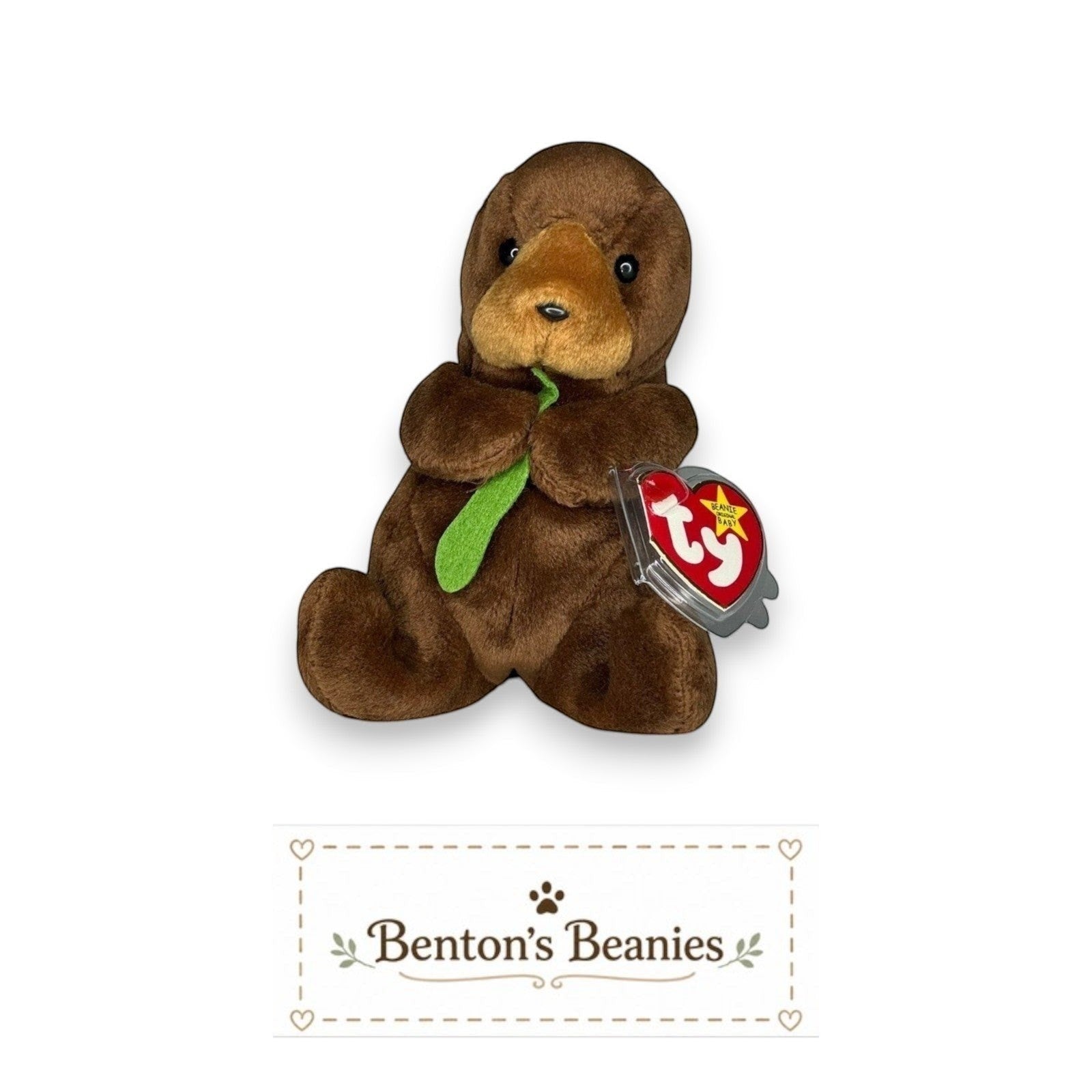 Seaweed the Otter TY Beanie Baby | Mint Heart & Tush Tag