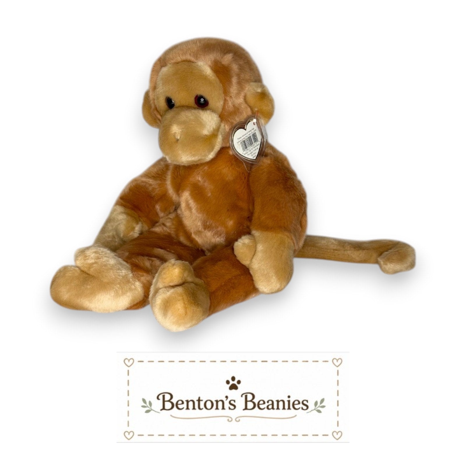 Bongo the Monkey TY Beanie Buddies | Mint Heart & Tush Tags