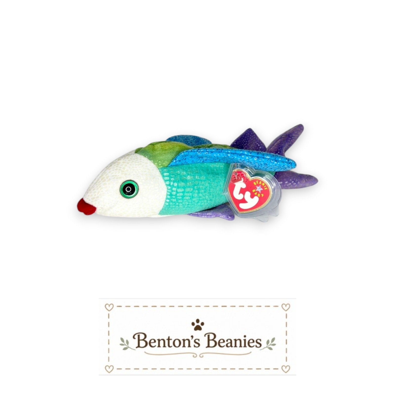 Propeller the Fish TY Beanie Baby | Mint Heart & Tush Tag