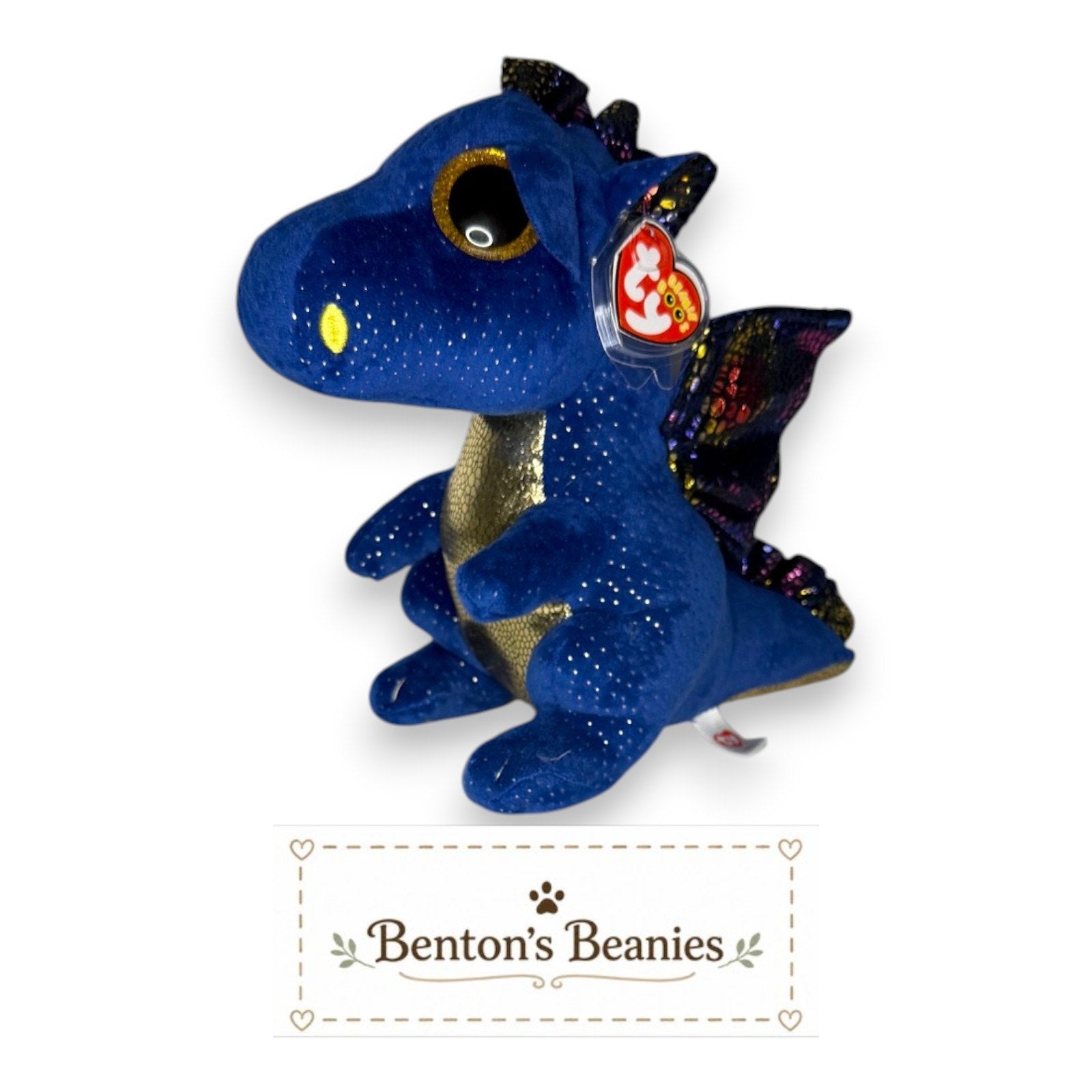 Saffire the Dragon TY Beanie Boo | Mint Heart Tags