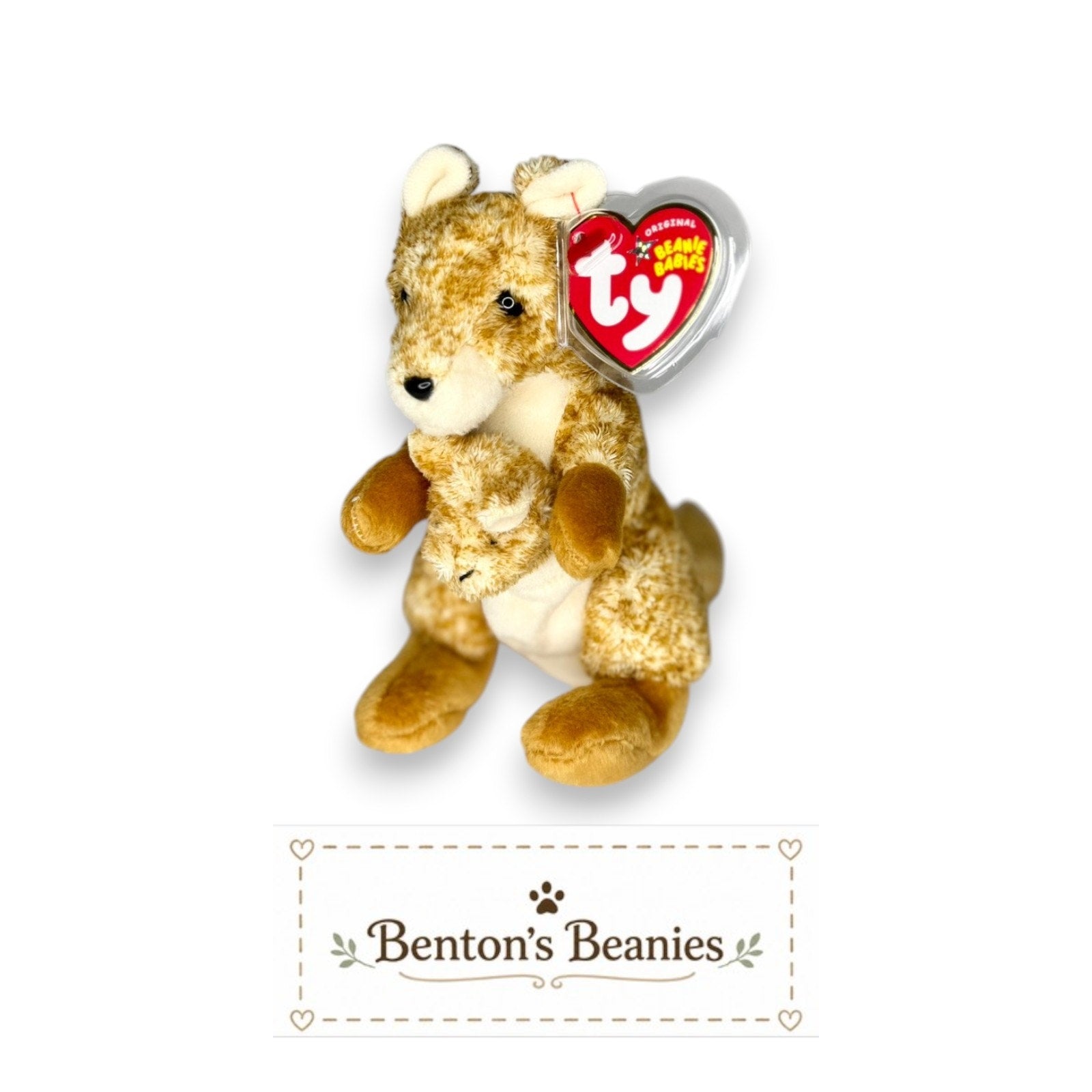 Willoughby the Kangaroo TY Beanie Baby | Mint Heart/Tush Tag