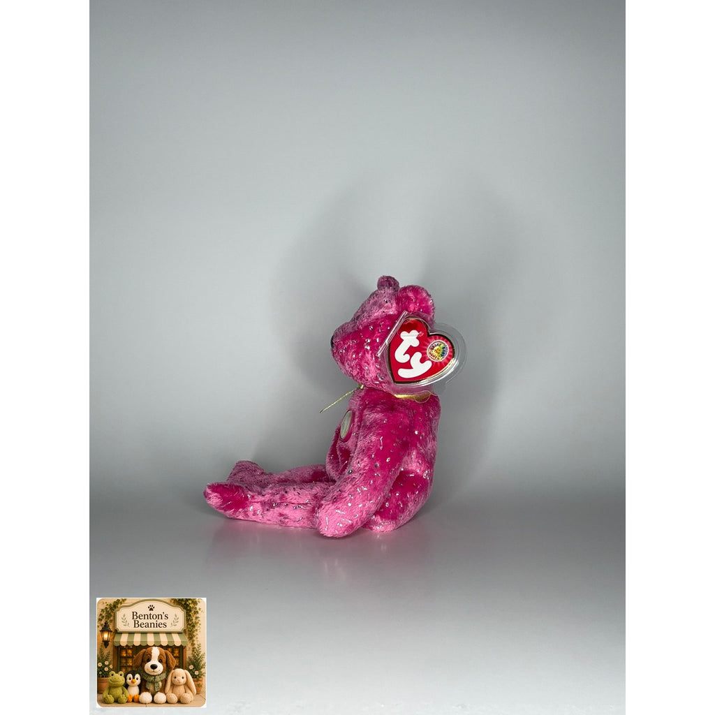 Decade the Bear Pink TY Beanie Baby | Mint Heart/Tush Tag