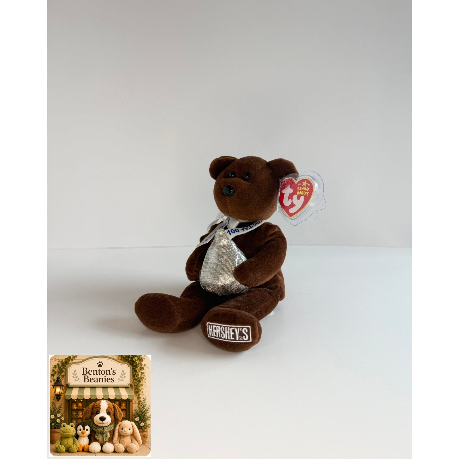 Cocoa Bean the Bear TY Beanie Baby | Mint Heart & Tush Tag