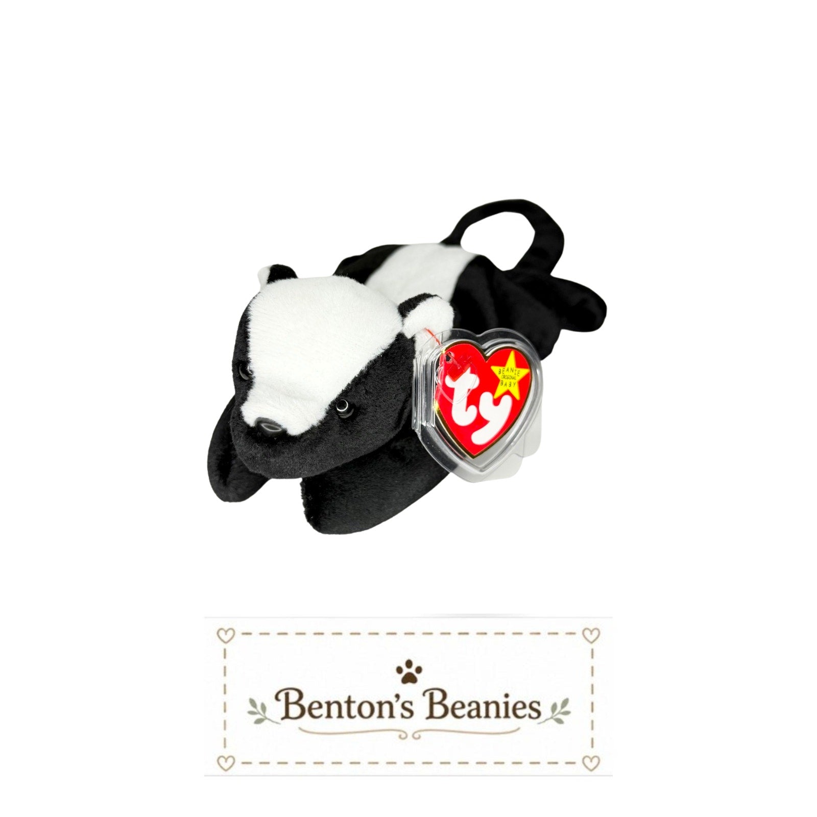 Stinky the Skunk TY Beanie Baby | Mint Heart & Tush Tag