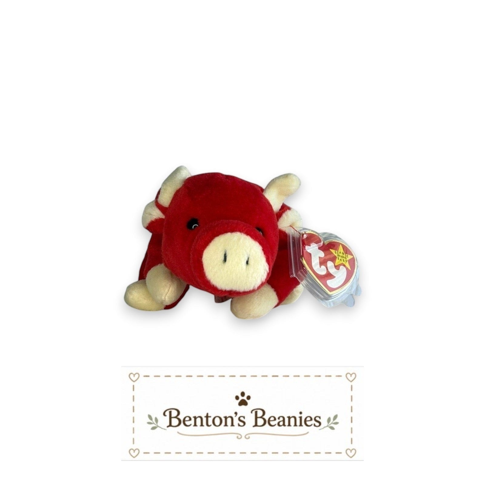 Snort the Bull TY Beanie Baby | Mint Heart & Tush Tag