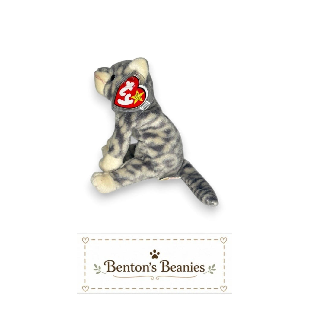 Silver the Cat TY Beanie Baby | Mint Heart & Tush Tag