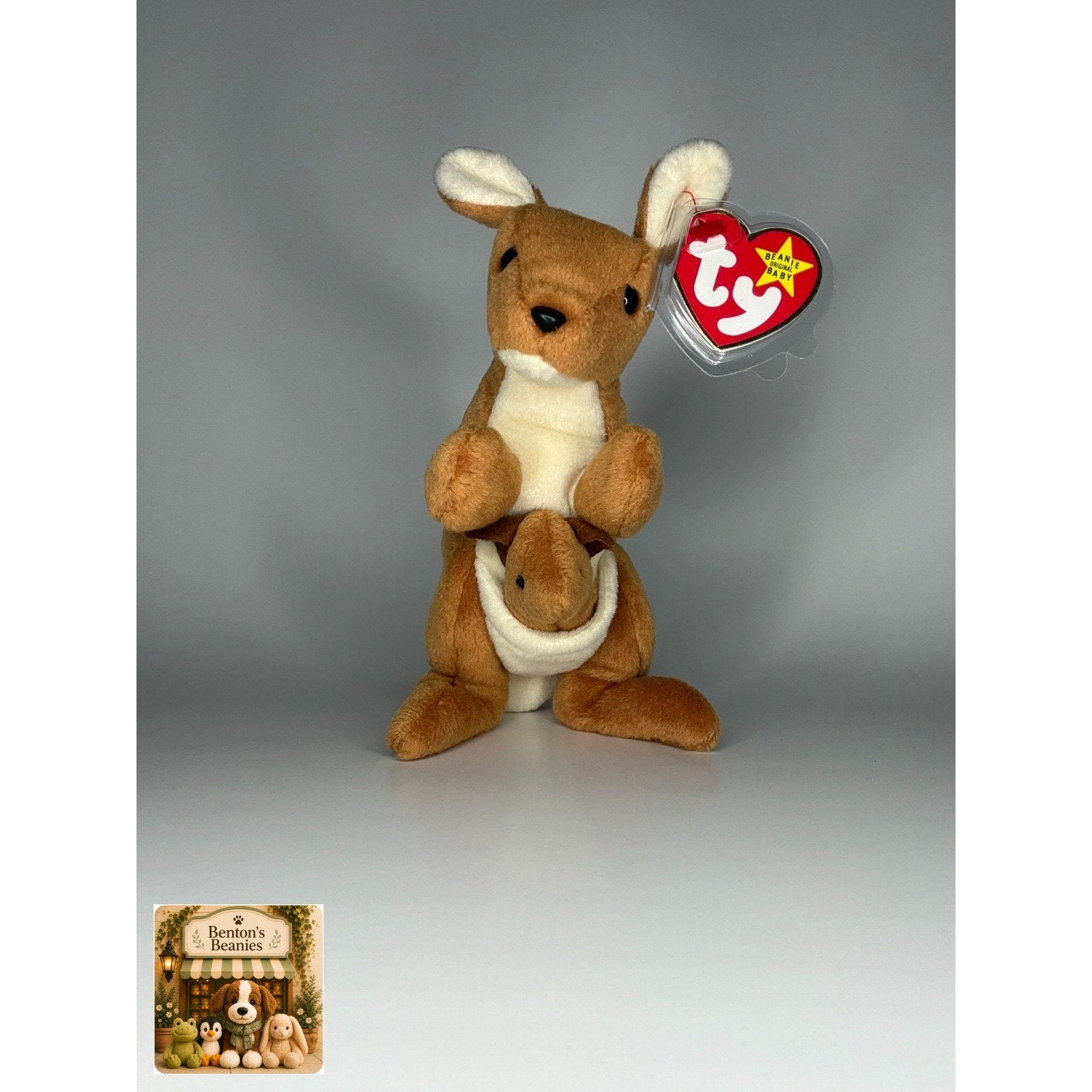 Pouch the Kangaroo TY Beanie Baby | Mint Heart & Tush Tag