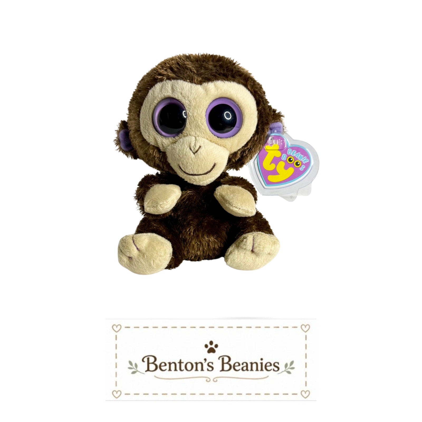 Coconut the Monkey 1st Gen TY Beanie Boo | Mint Heart Tags
