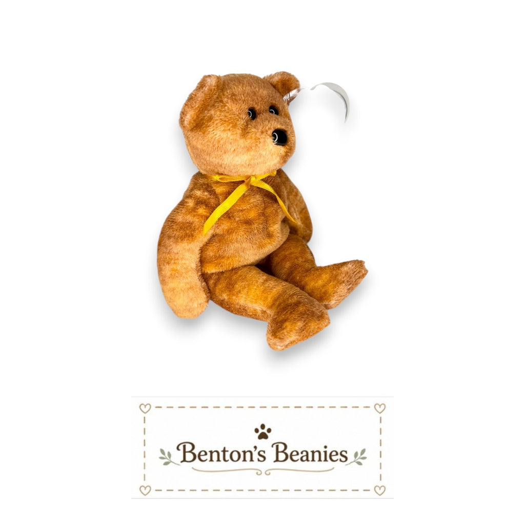 Grizzwald the Bear TY Beanie Baby | Mint Heart & Tush Tag