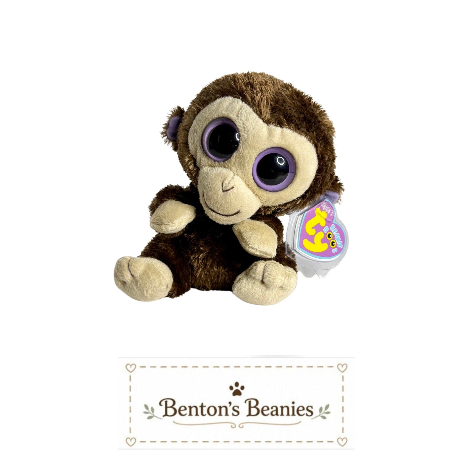 Coconut the Monkey 1st Gen TY Beanie Boo | Mint Heart Tags