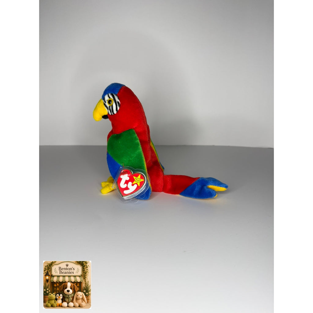 Jabber the Parrot TY Beanie Baby | Mint Heart & Tush Tag