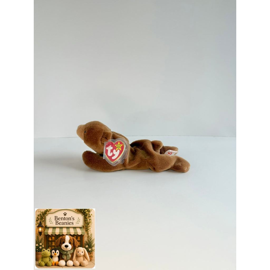 Cubbie the Brown Bear TY Beanie Baby | Mint Heart & Tush Tag