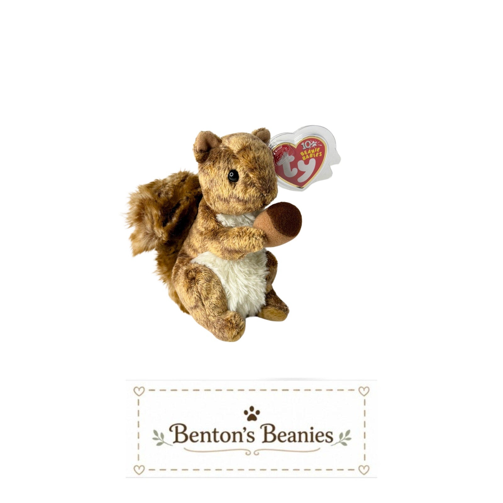 Nutty the Squirrel TY Beanie Baby | Mint Heart & Tush Tag