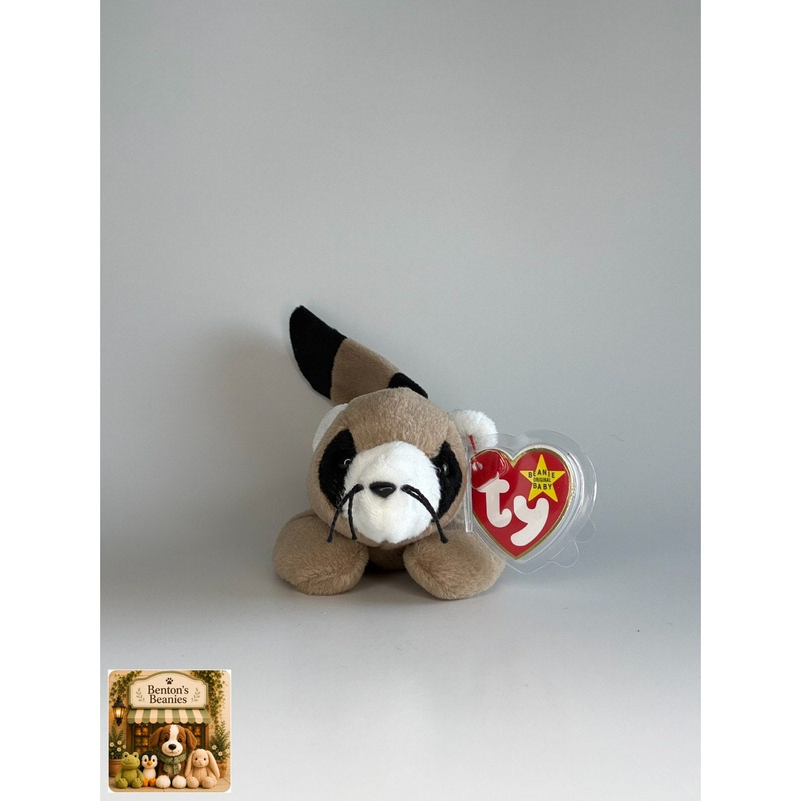 Ringo the Raccoon TY Beanie Baby | Mint Heart & Tush Tag
