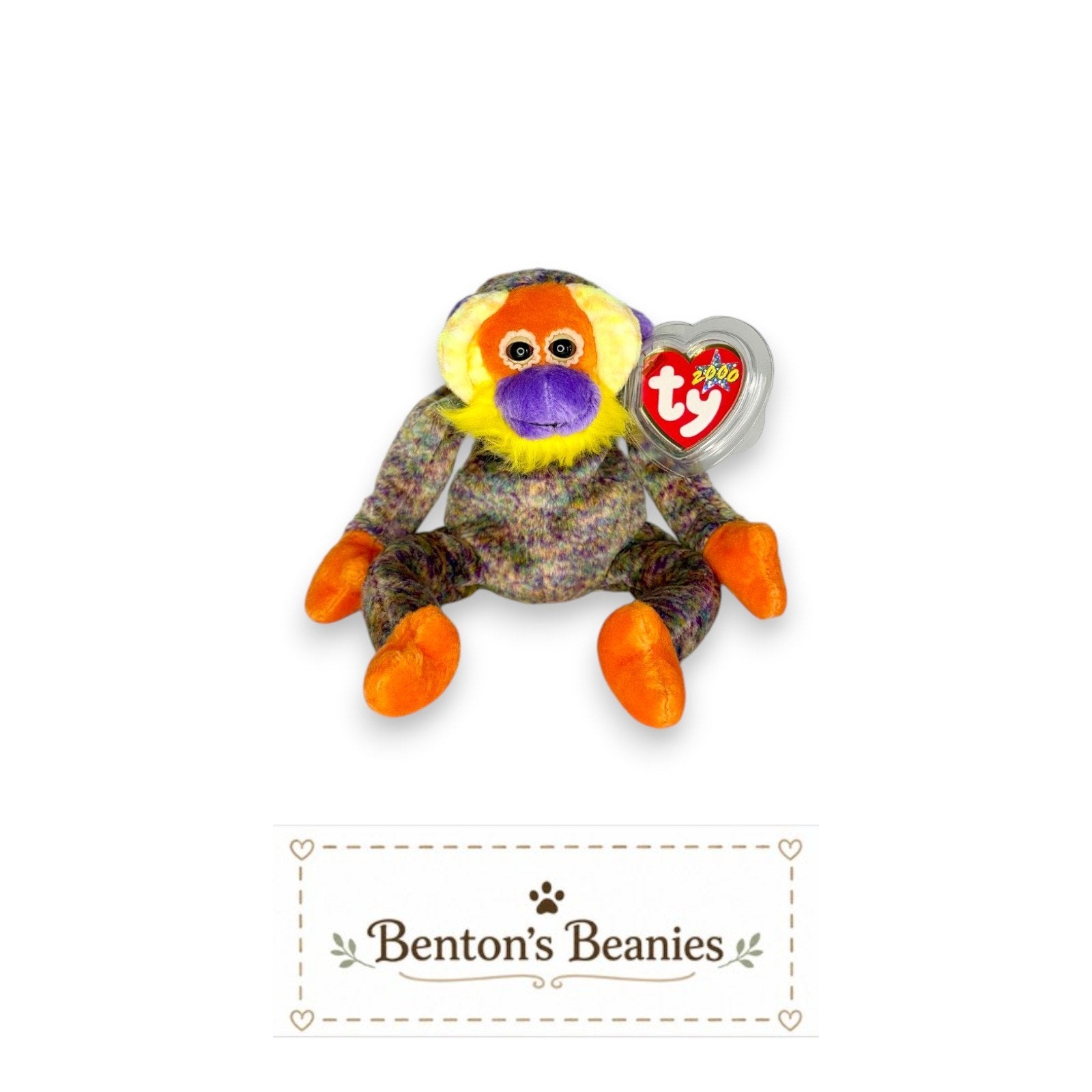 Bananas the Orangutan TY Beanie Baby | Mint Heart & Tush Tag