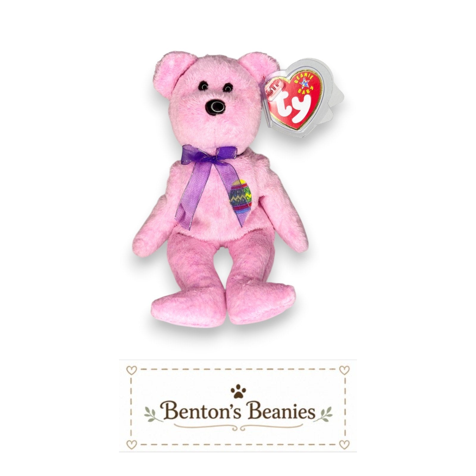 Eggs the Bear TY Beanie Baby | Mint Heart & Tush Tag