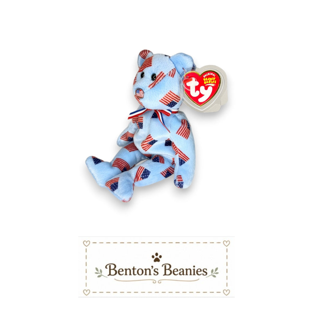 Union the USA Bear TY Beanie Baby | Mint Heart & Tush Tag