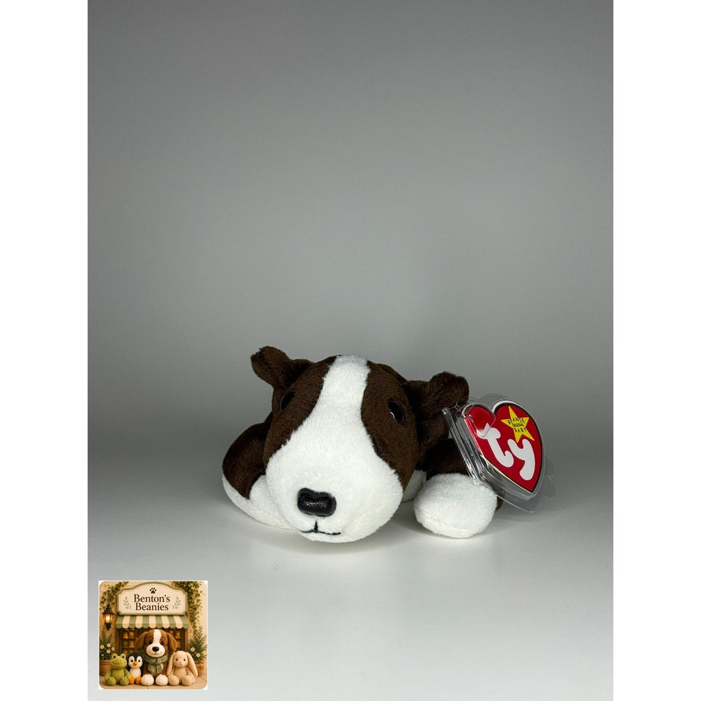 Bruno the English Bull Terrier TY Beanie Baby | Mint Heart & Tush Tag