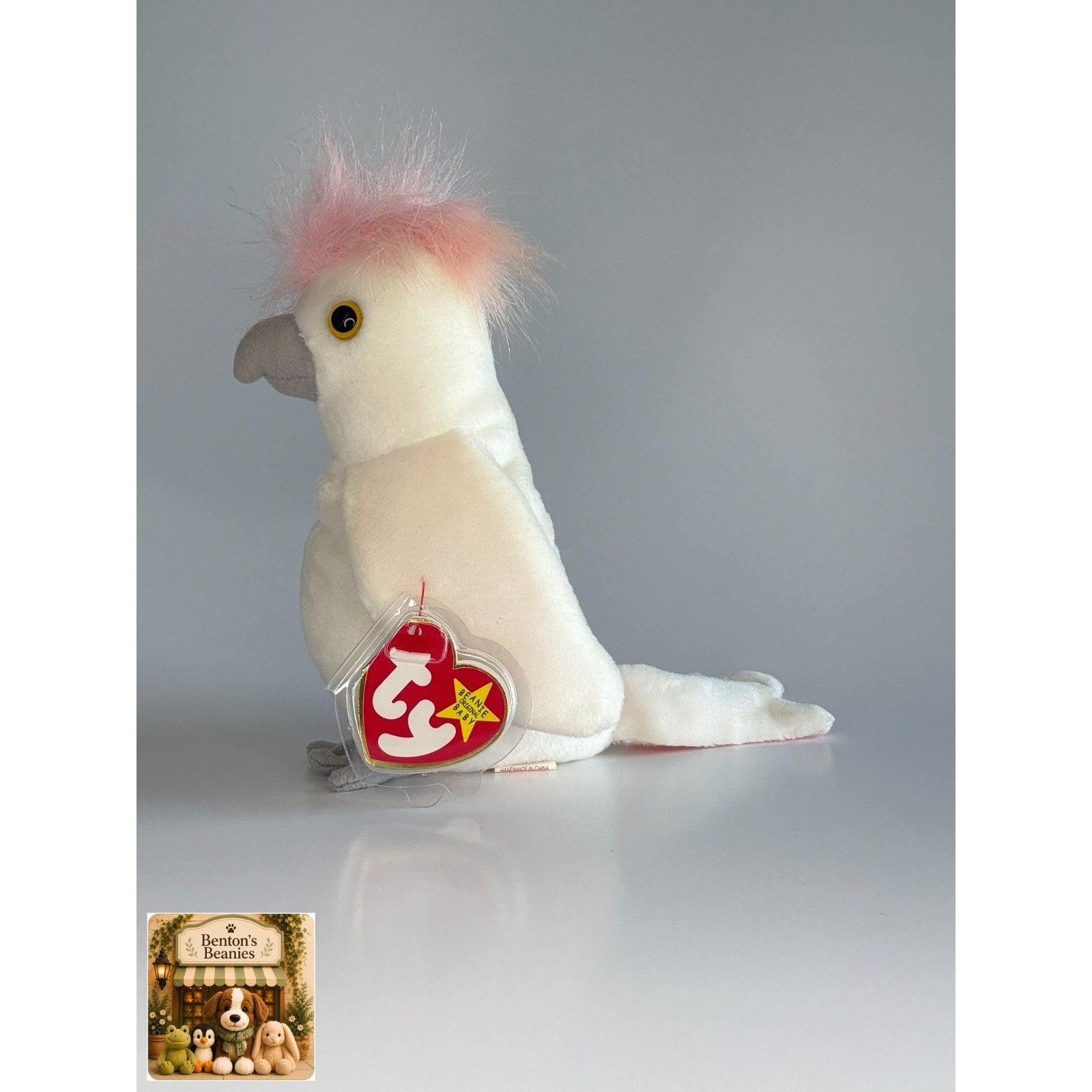 Kuku the Cockatoo TY Beanie Baby | Mint Heart & Tush Tag