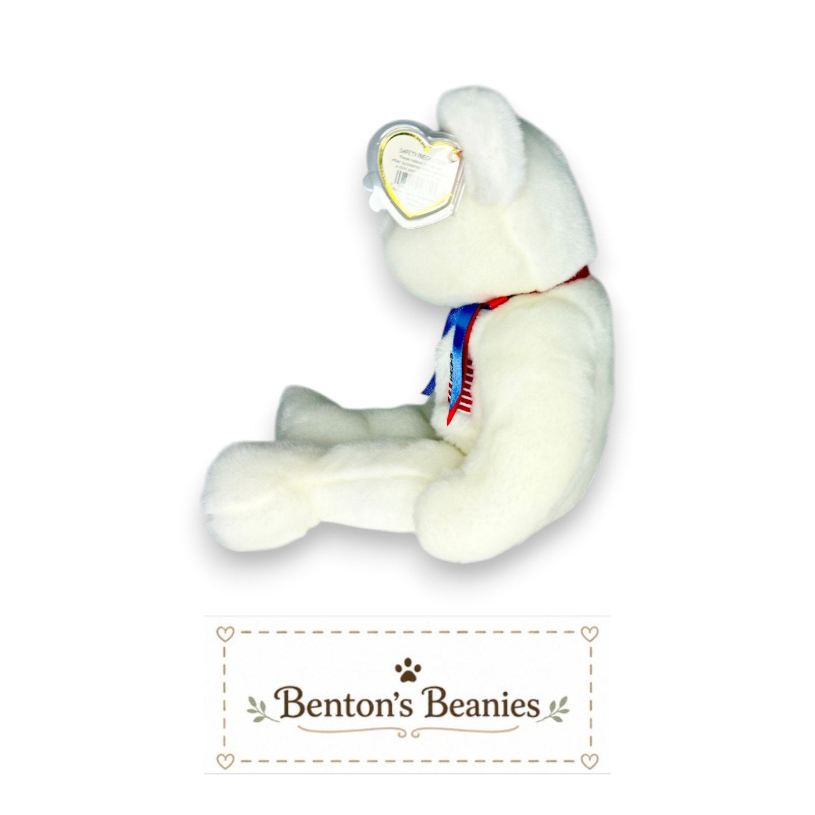 Libearty the Bear TY Beanie Buddies | Mint Heart & Tush Tag