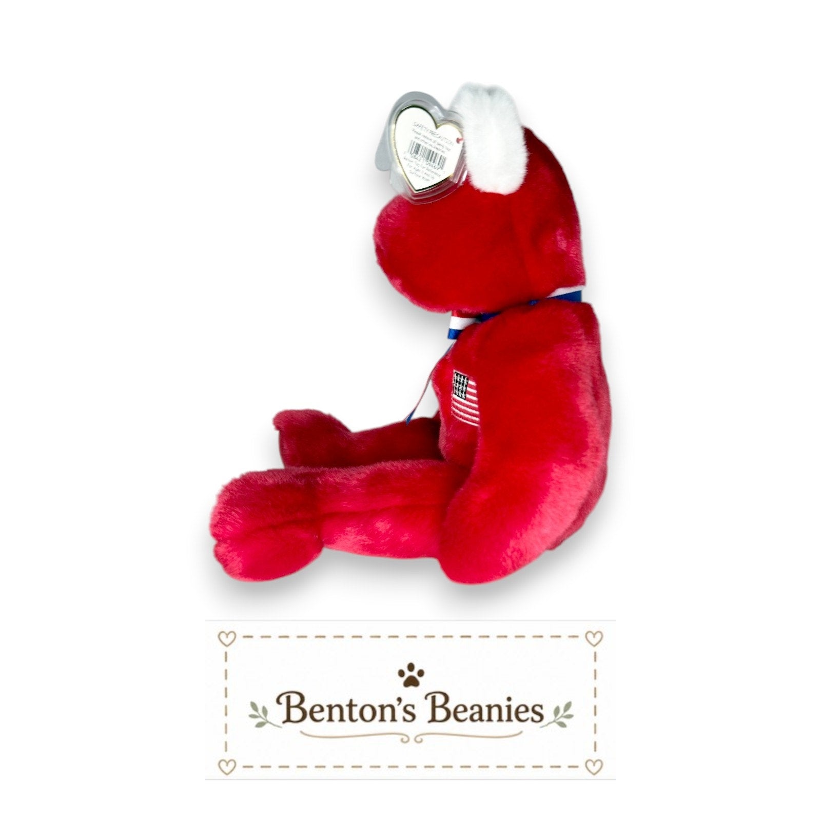America the Bear TY Beanie Buddies | Mint Heart & Tush Tags