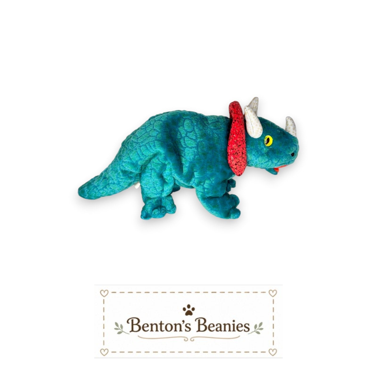 Hornsly the Dinosaur TY Beanie Baby | Mint Heart & Tush Tag