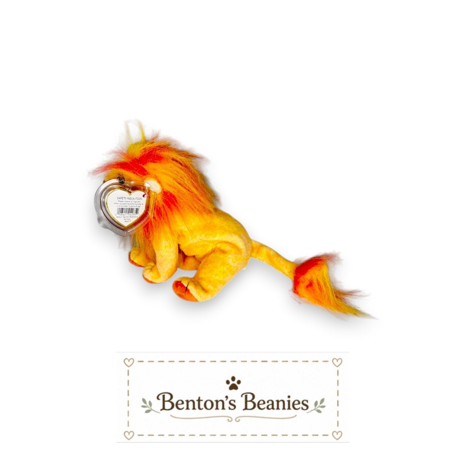 Bushy the Lion TY Beanie Baby | Mint Heart & Tush Tag