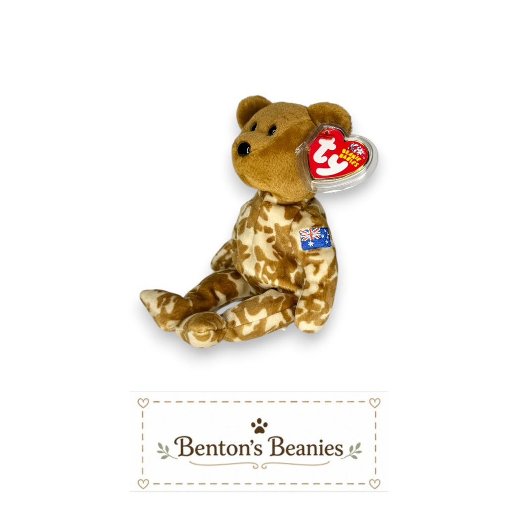 Hero the Bear TY Beanie Baby | Mint Heart & Tush Tag