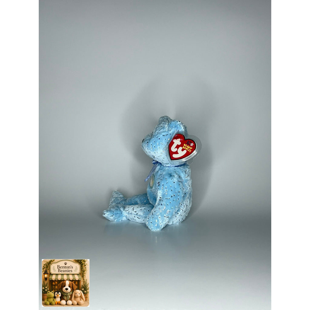 Decade the Bear Light Blue TY Beanie Baby | Mint Heart/Tush Tag