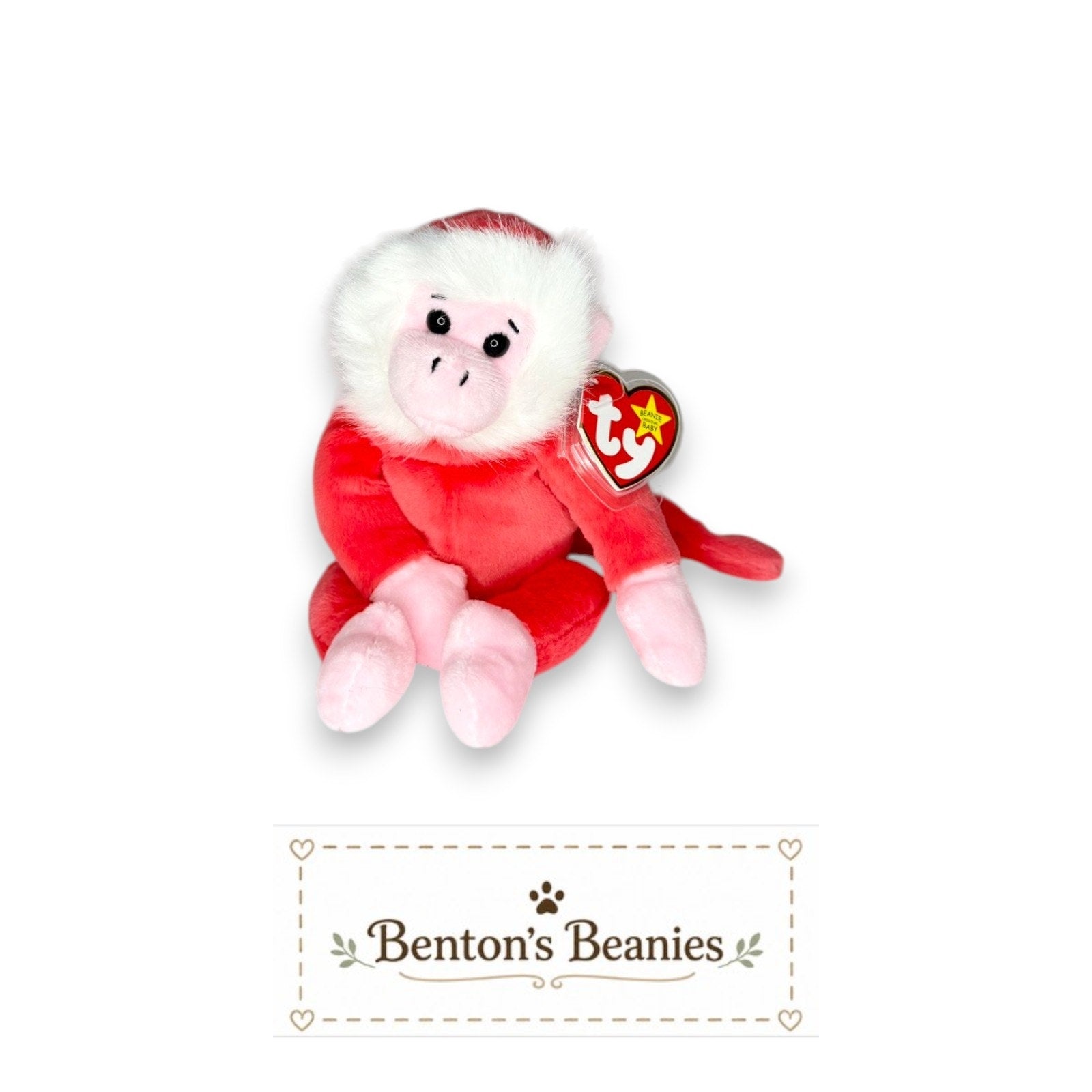 Foster the Monkey TY Beanie Baby | Mint Heart & Tush Tag