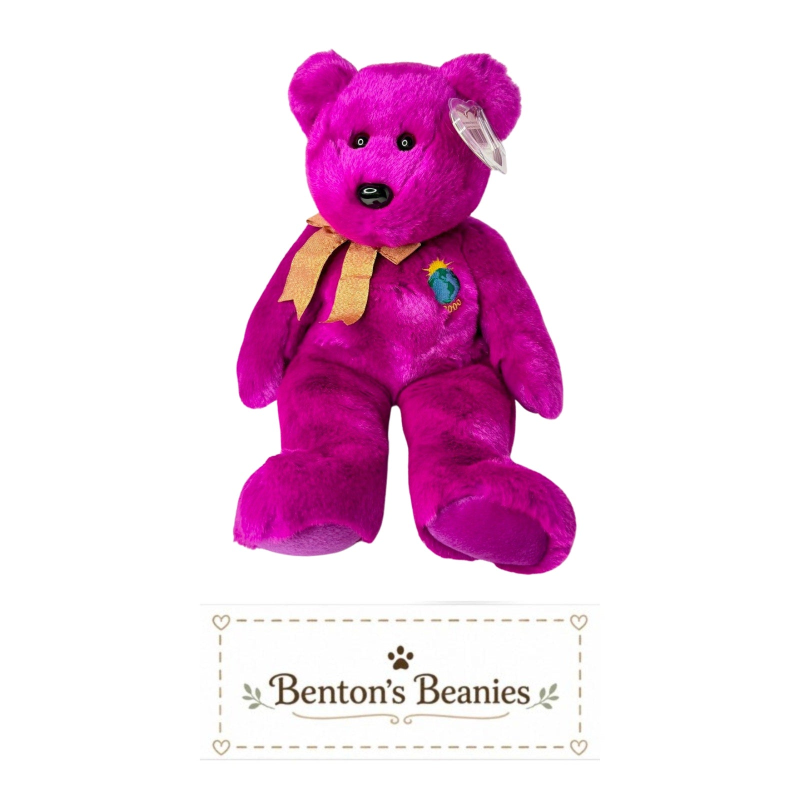 Millennium Bear TY Beanie Buddies | Mint Heart & Tush Tags