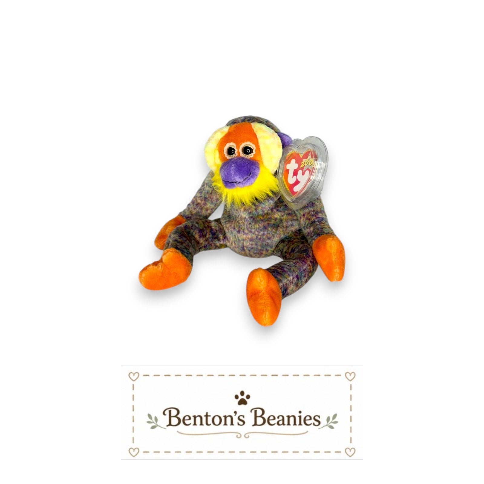 Bananas the Orangutan TY Beanie Baby | Mint Heart & Tush Tag