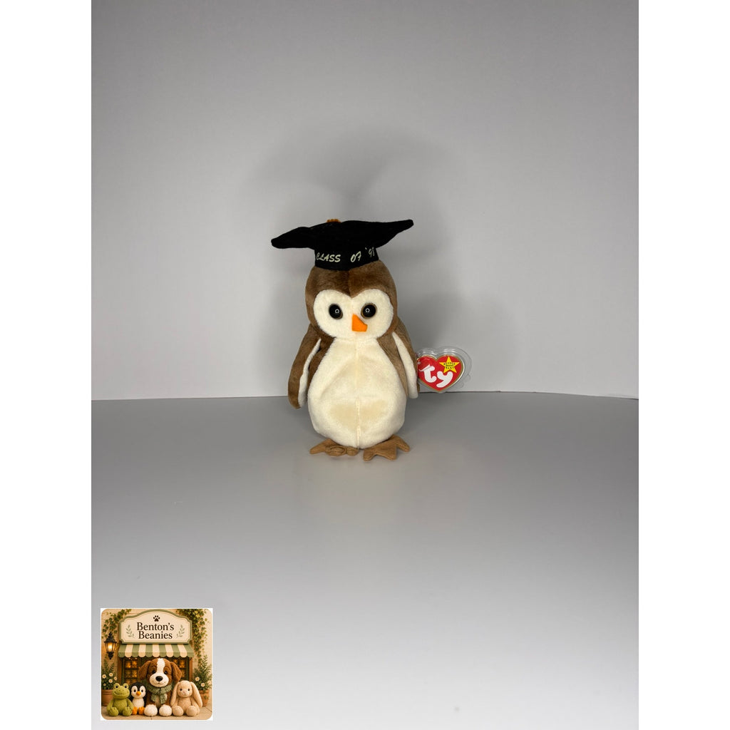 Wise the Owl TY Beanie Baby | Mint Heart & Tush Tags