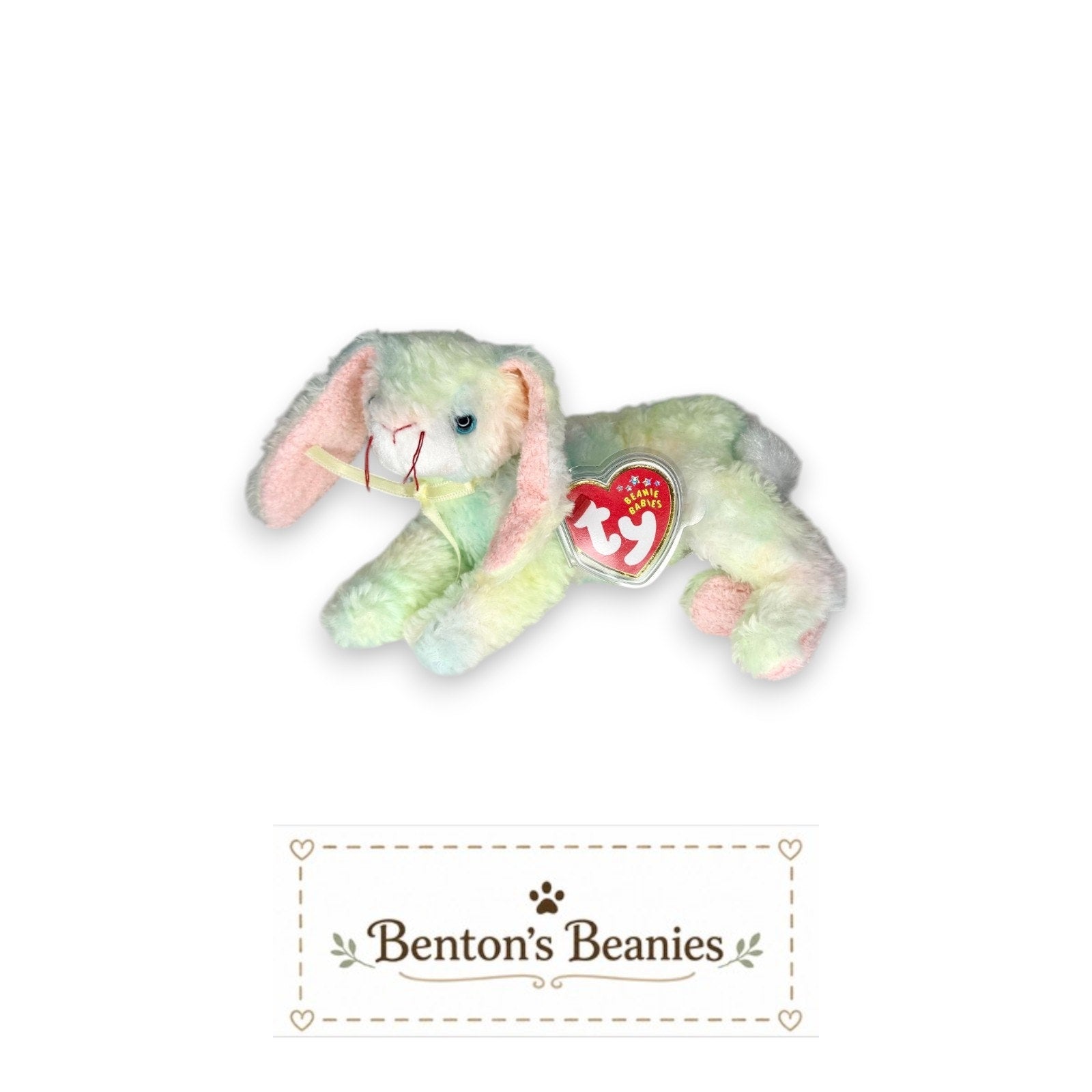 Cottonball the Rabbit TY Beanie Baby | Mint Heart & Tush Tag