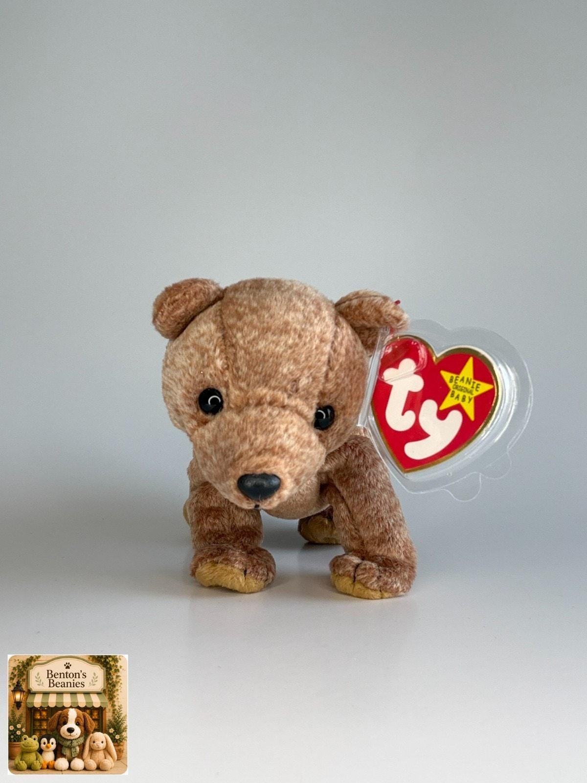 Pecan the Bear TY Beanie Baby | Mint Heart & Tush Tag